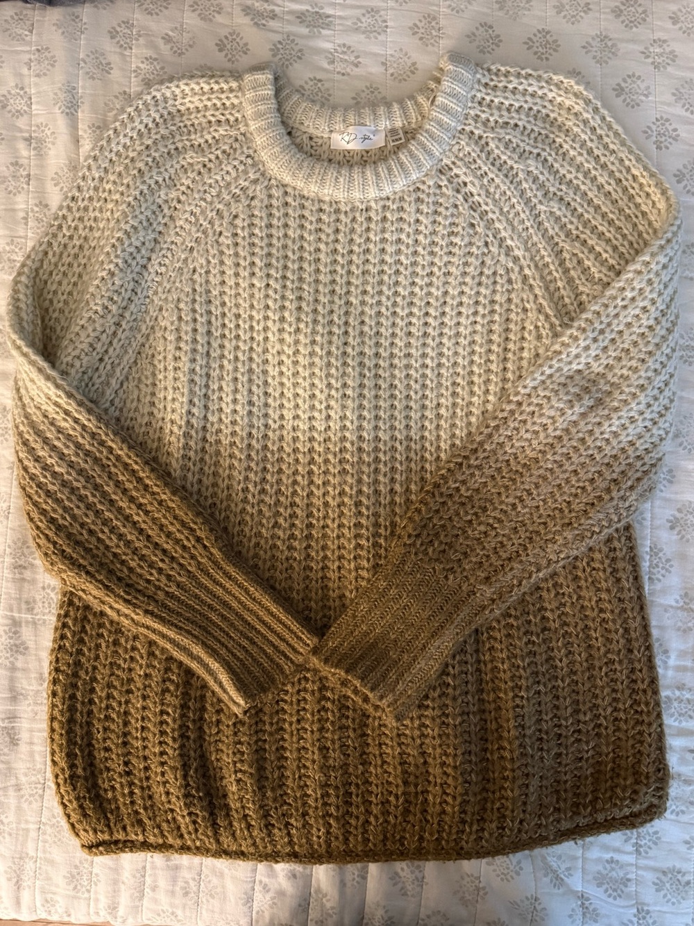 RD Style Ombre Crewneck Sweater in Cream and Brown